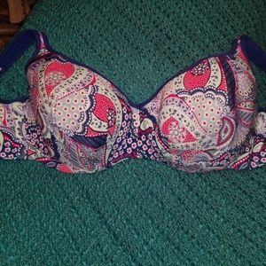 40G Cacique blue print padded underwire bra